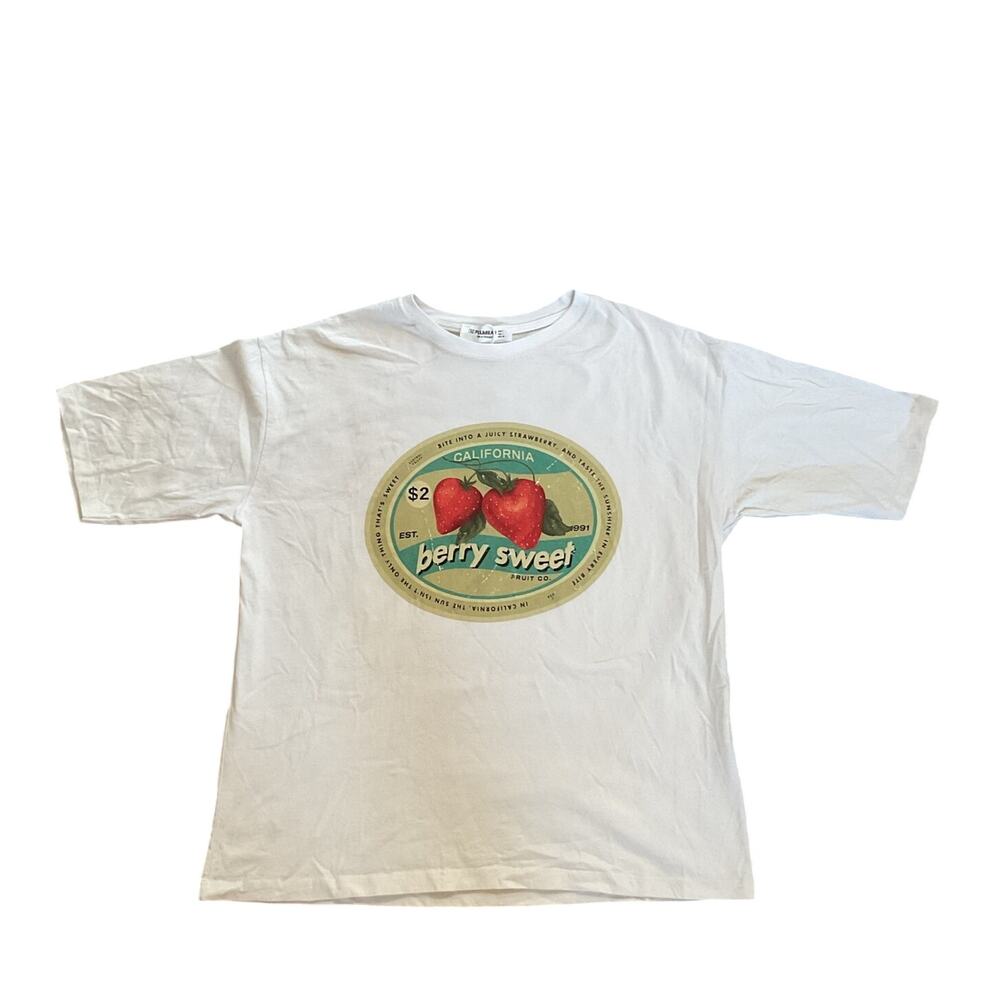 Pull & Bear Graphic Oversized T-Shirt White Casual Streetwear Tee Unisex Size L